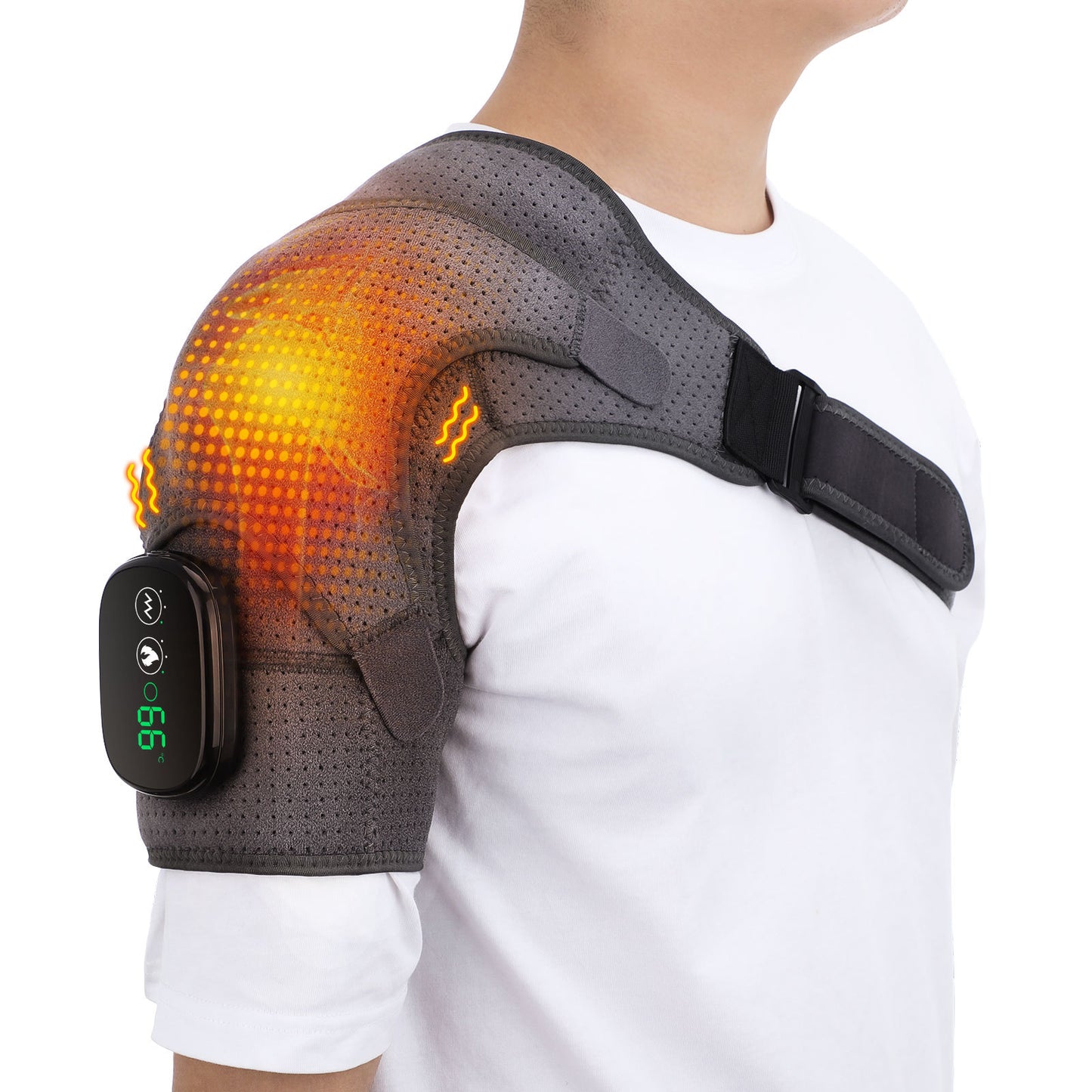 2-in-1 Shoulder Heat & Vibration Massager Wrap | LED Display, 3 Modes & 14Hr Battery