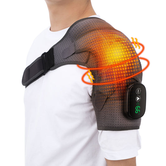 2-in-1 Shoulder Heat & Vibration Massager Wrap | LED Display, 3 Modes & 14Hr Battery