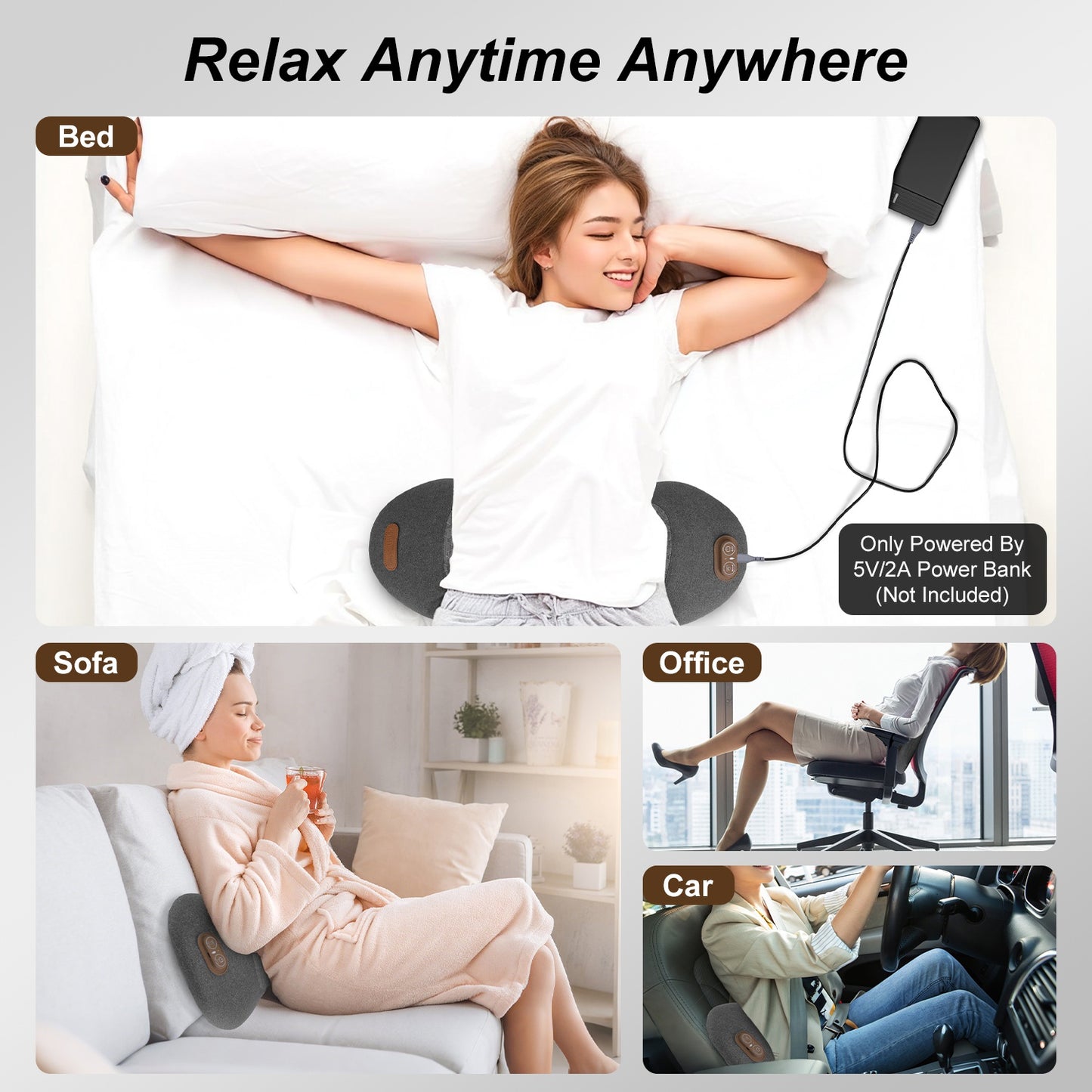 3-in-1 Lumbar Massage Pillow – Vibration, Heat & Airbag Stretching for Back Pain Relief