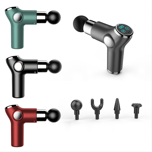 Compact Percussion Massage Gun | 32 Speeds, LCD Display & 4 Interchangeable Heads