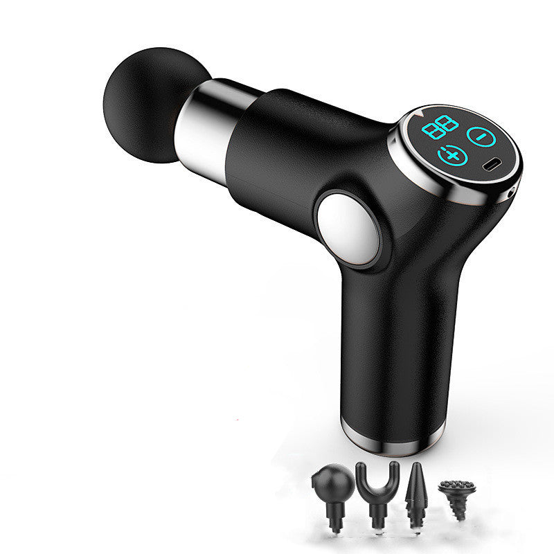 Compact Percussion Massage Gun | 32 Speeds, LCD Display & 4 Interchangeable Heads