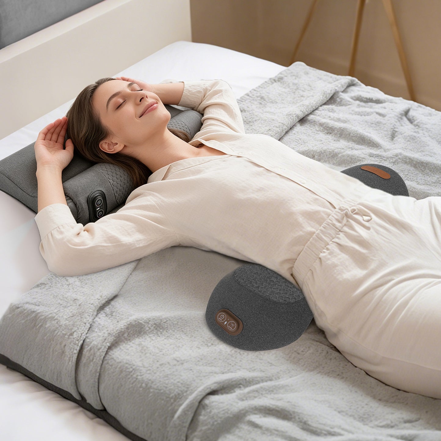 3-in-1 Lumbar Massage Pillow – Vibration, Heat & Airbag Stretching for Back Pain Relief