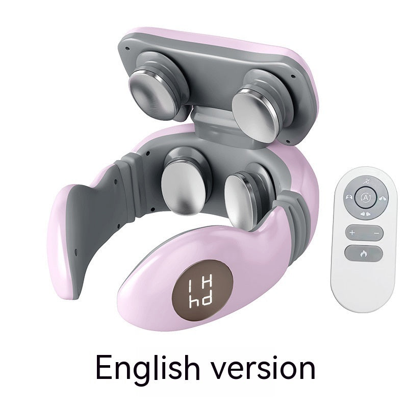 4-in-1 Smart Neck Massager | TENS Pulse, Heat, Kneading & Wireless Remote