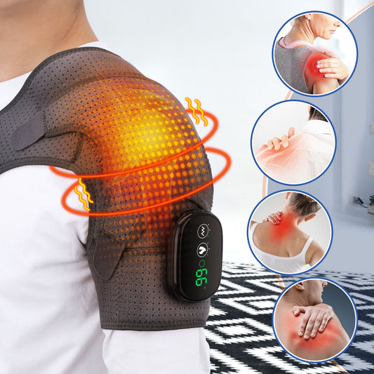 2-in-1 Shoulder Heat & Vibration Massager Wrap | LED Display, 3 Modes & 14Hr Battery