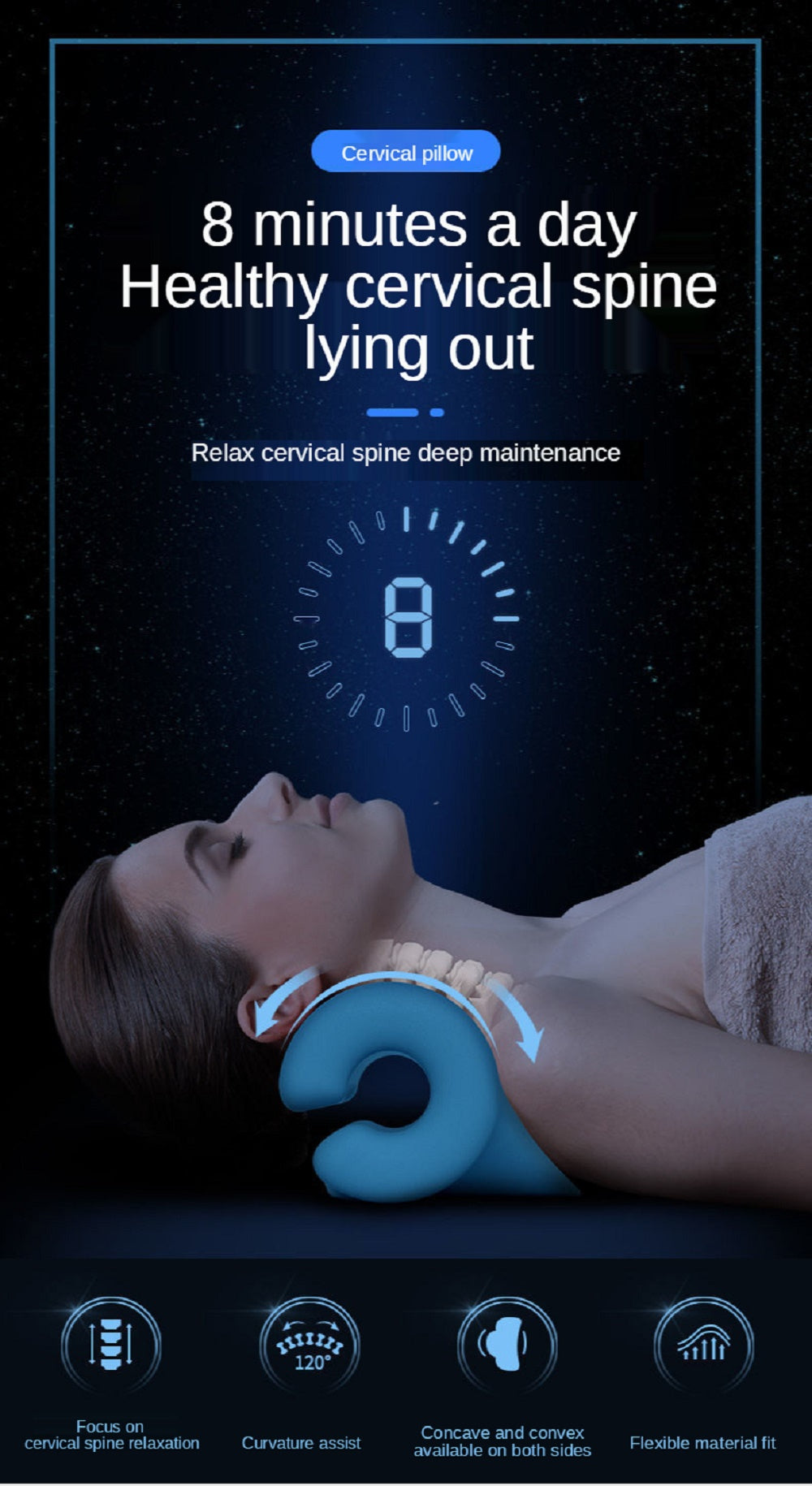 Cervical Neck Stretcher & Traction Pillow | Spine Alignment & Pain Relief