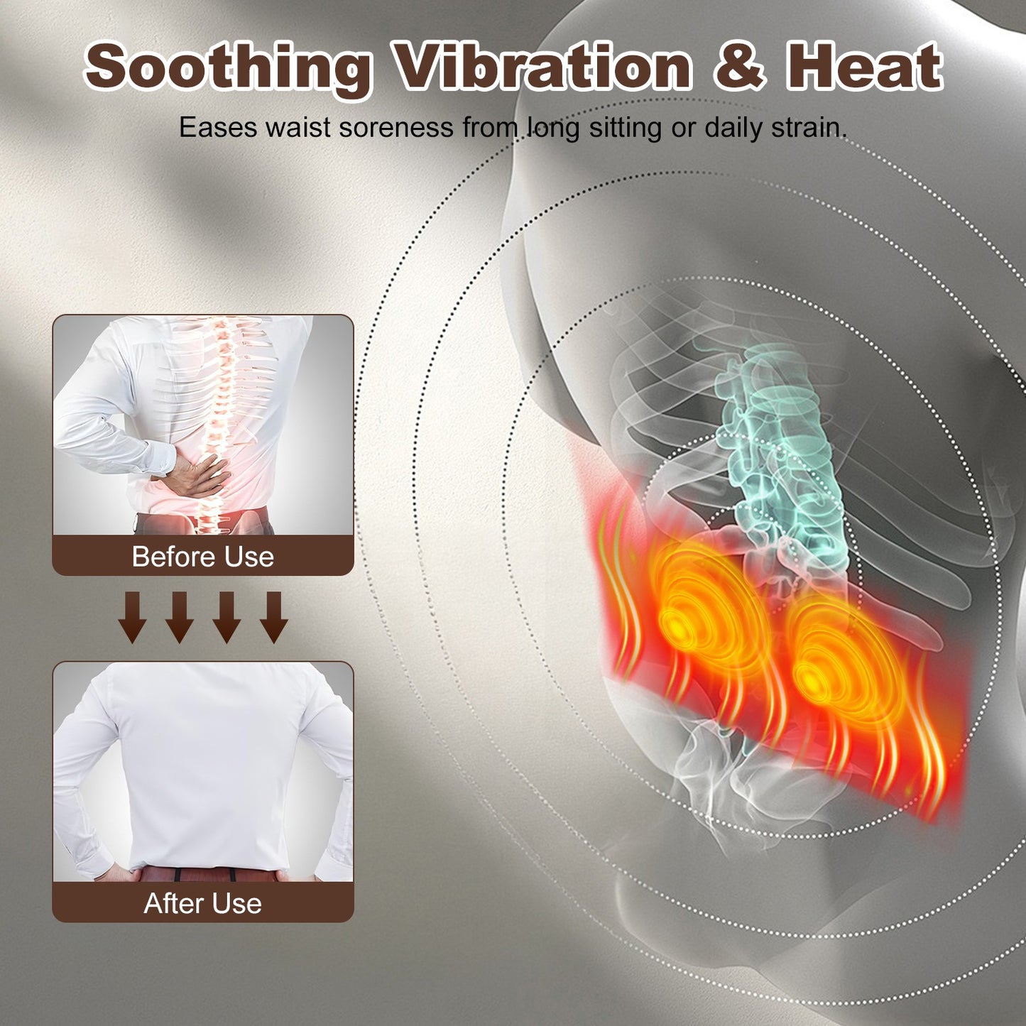 3-in-1 Lumbar Massage Pillow – Vibration, Heat & Airbag Stretching for Back Pain Relief