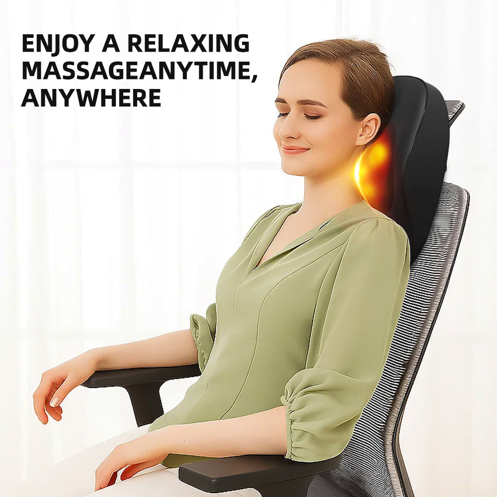 4D Shiatsu Massage Pillow – Heat Therapy, Dual Rotation & Full-Body Relief