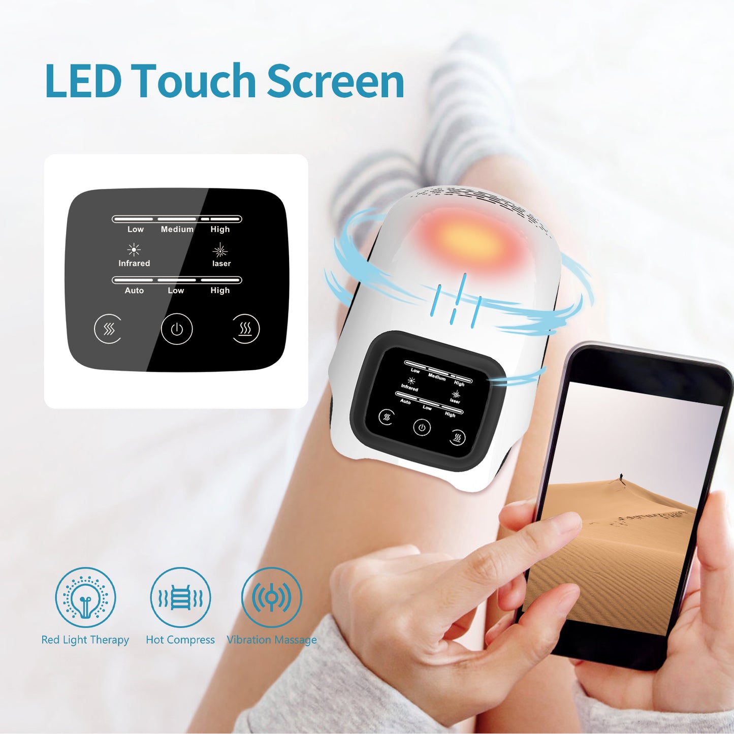 Smart Knee Massager – Infrared & Laser Heat, Vibration Therapy for Joint Pain Relief