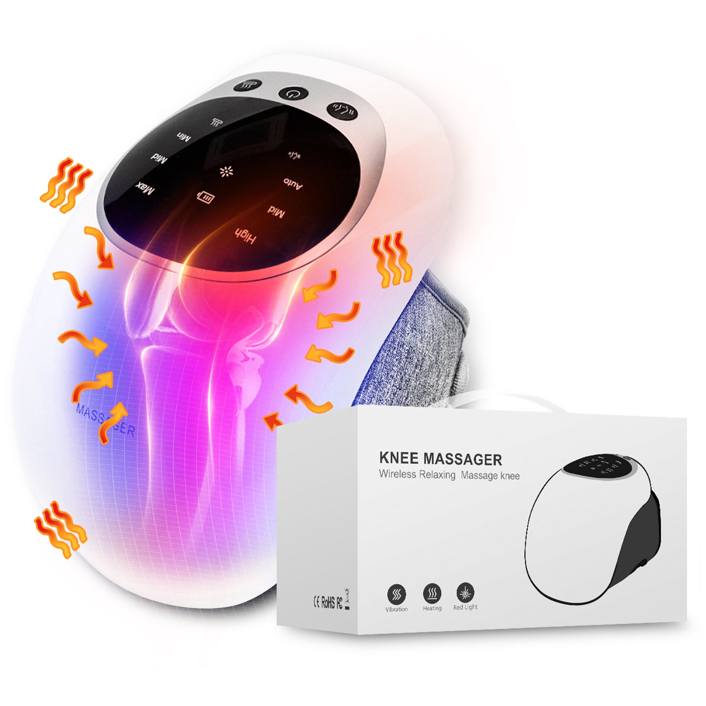Wireless Knee Massager – Infrared Heat, Vibration & LED Therapy for Pain Relief