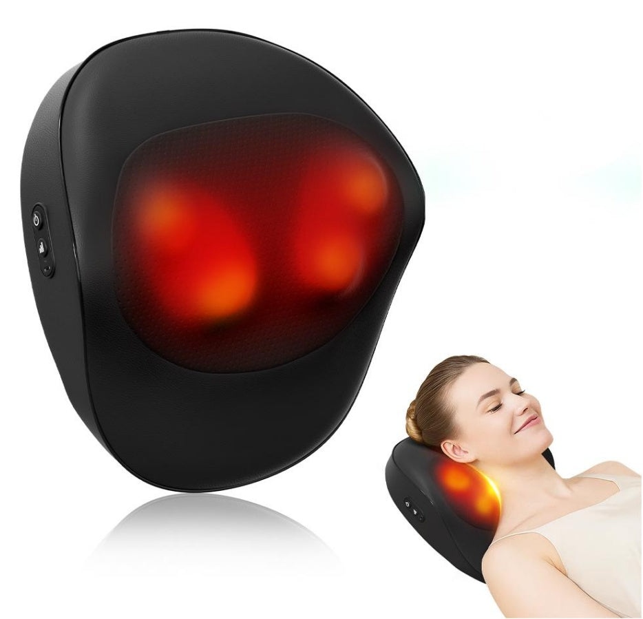 4D Shiatsu Massage Pillow – Heat Therapy, Dual Rotation & Full-Body Relief