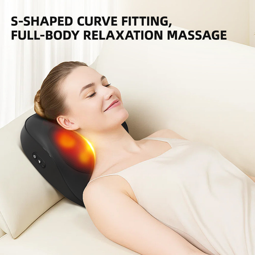 4D Shiatsu Massage Pillow – Heat Therapy, Dual Rotation & Full-Body Relief