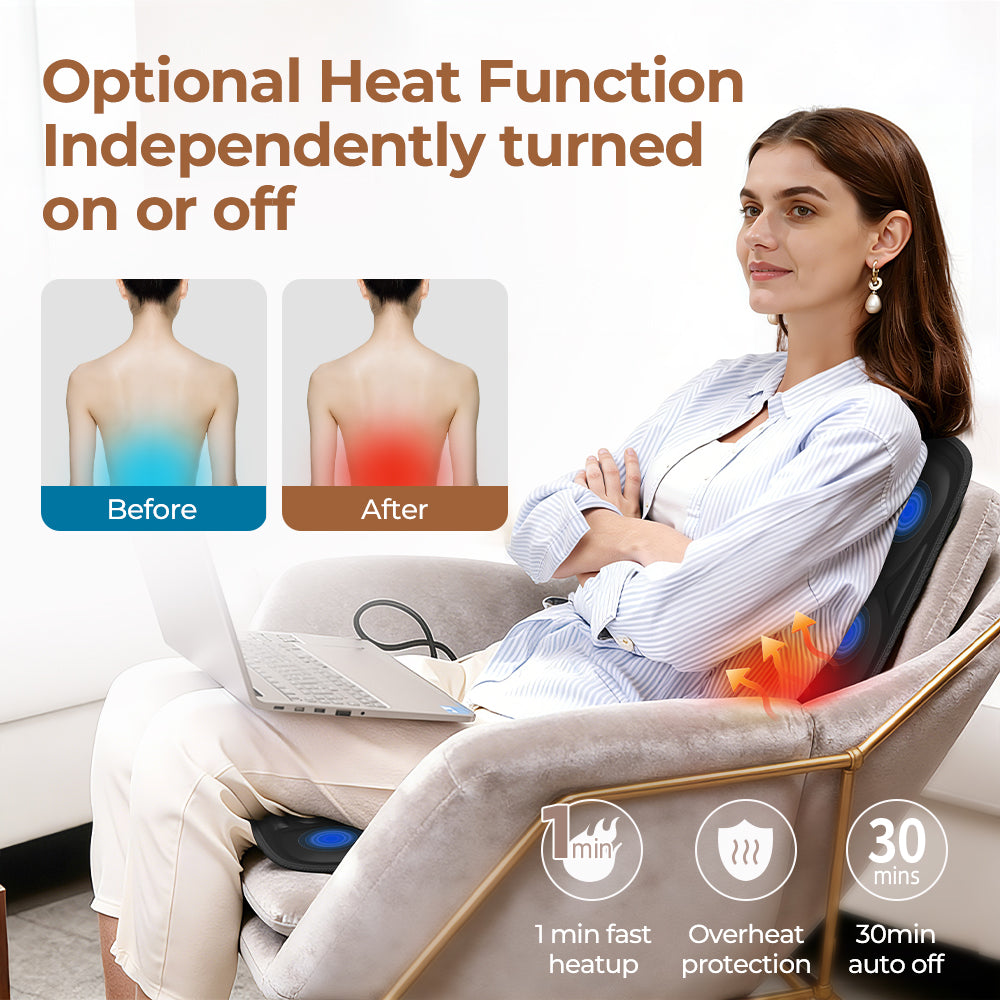 Heated Massage Seat Cushion – 9 Zones, 9 Intensity Levels & Lumbar Support